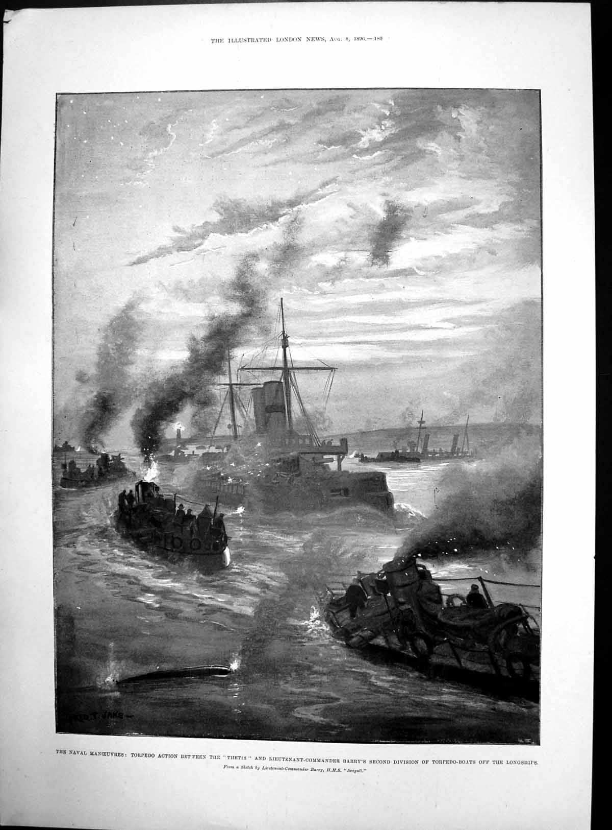 Antique Old Print Peace-Making Hindu Mohammedans Patan Torpedo Action 1896 19th