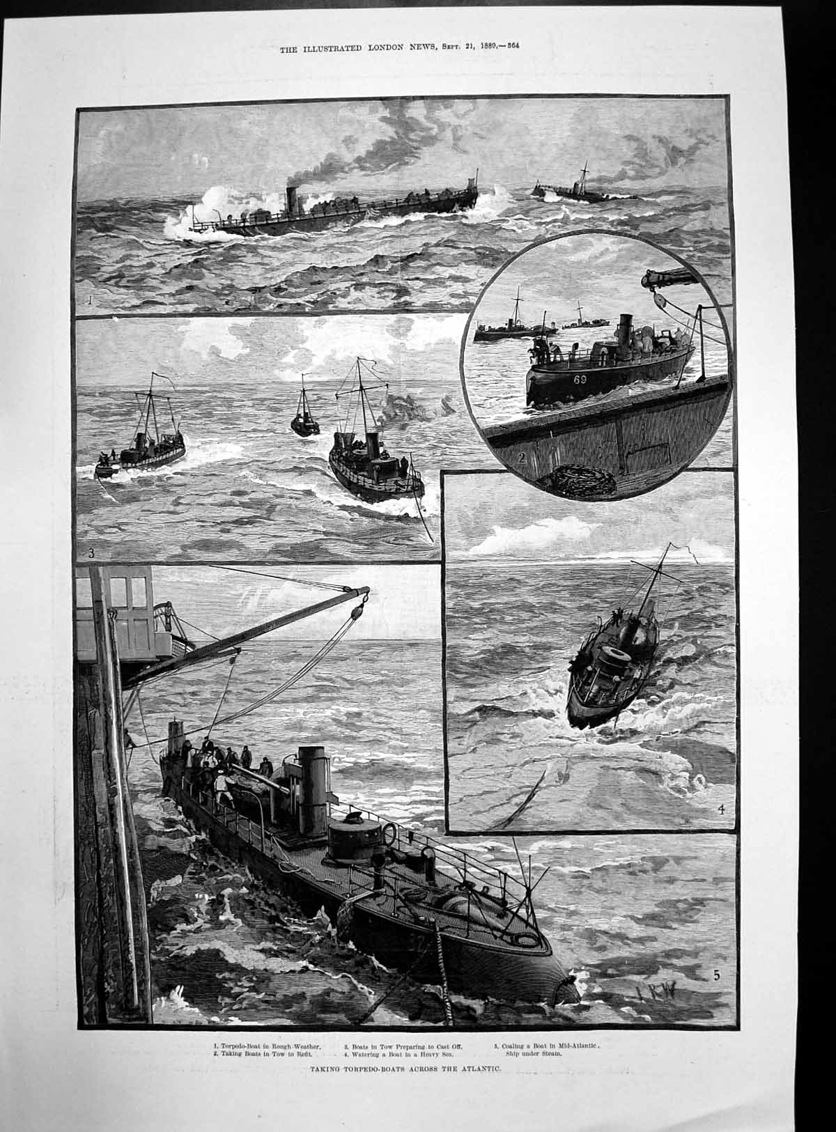 Antique Old Print Torpedo Boats Atlantic Antiquarian Discoveries Egypt 1889