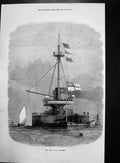 Antique Old Print Hms Thunderer Plans Turrets Guns Casket Prince Arthur 1872