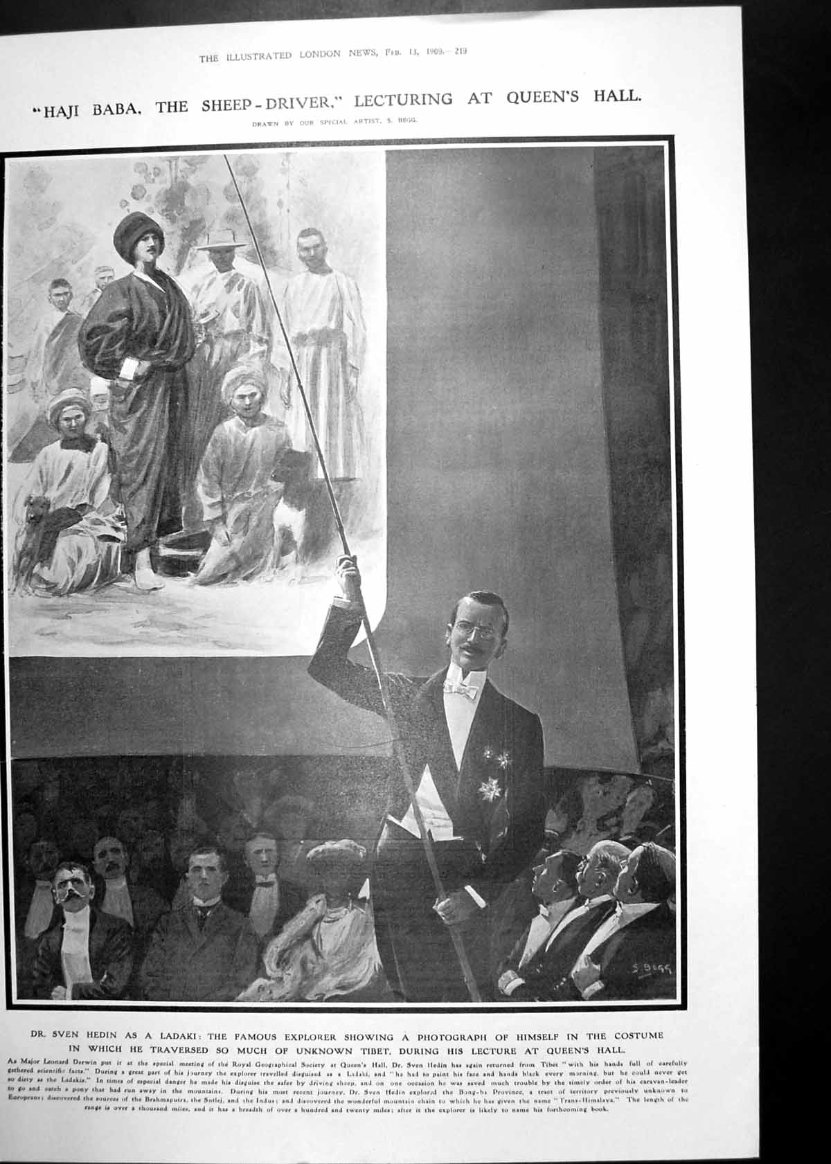 Antique Print Dr Sven Hedin Famous Explorer Abraham Lincoln Washington 1909