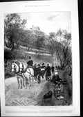 Old Antique Print Queen Cimiez Country Drive Brussels Field Waterloo 1897 19th