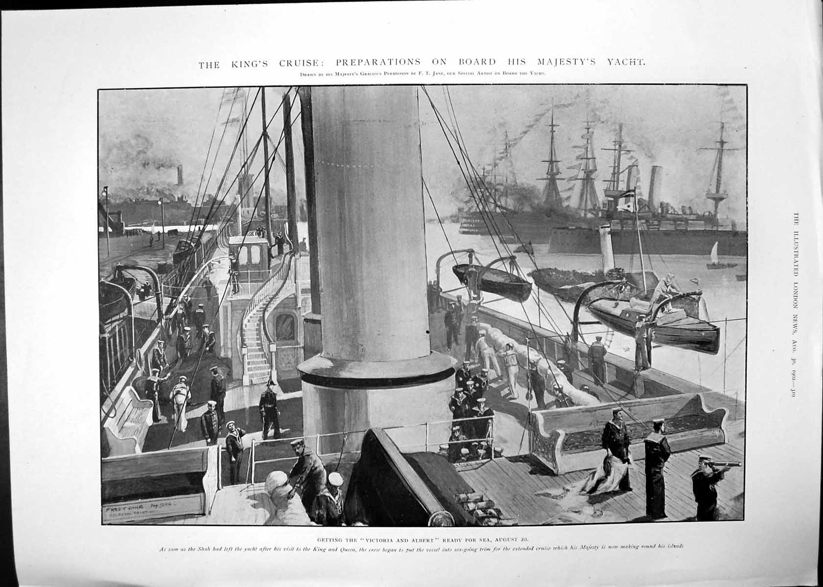 Antique Old Print Victoria Albert Ship Defence Convent School Ploudaniel 1902