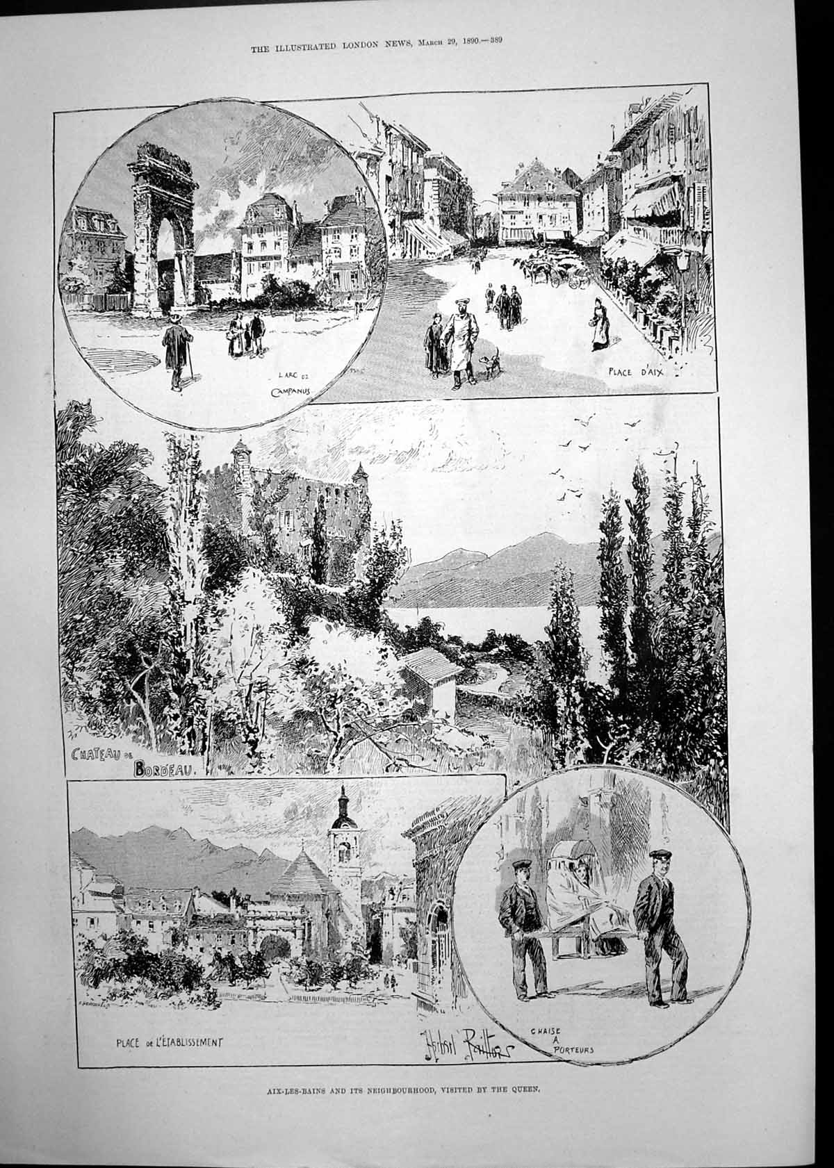 Old Print Aix Les Bains Queen Visit Late Duke Manchester Jr Herbert 1890 19th