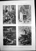 Antique Print Cyclone Sicily Devastated District Sketches Carcassonne 1902 20th