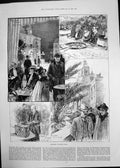 Antique Old Print Sketches Monte Carlo Casino Roullette Tables Winnings 1891