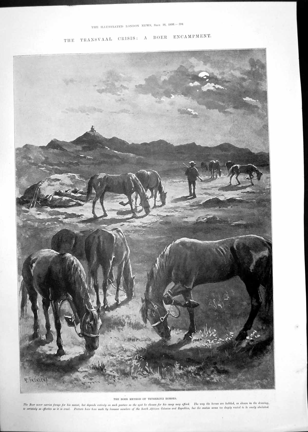 Original Old Antique Print Transvaal Crisis Boer Encampment British Troops 1899