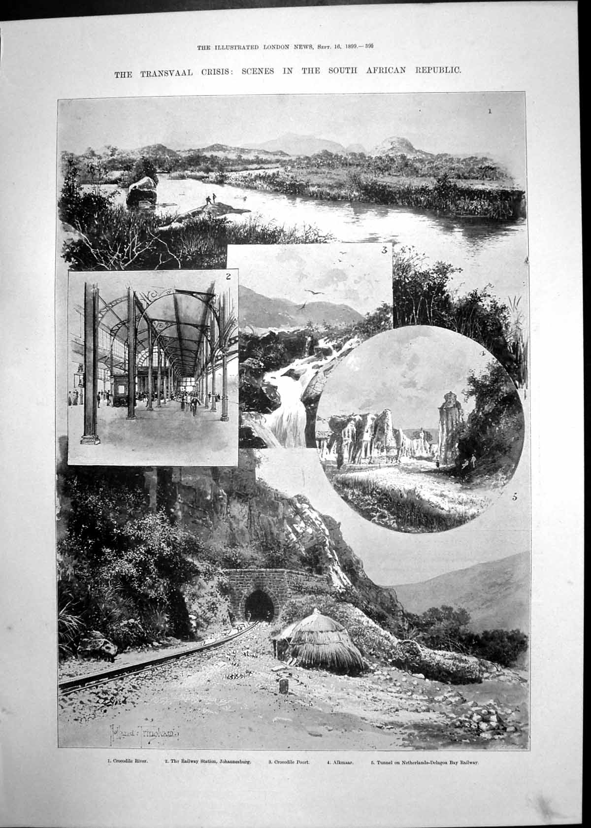 Antique Print Scenes Transvaal Life Boat Saturday Bristol Christiania 1899 19th