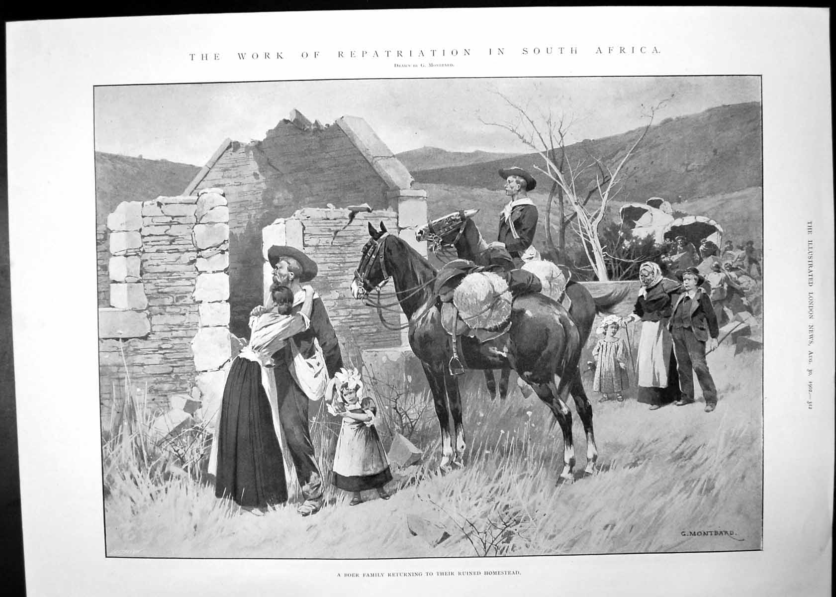 Old Print Repatriation South Africa Theres Many A Slip Theatre Scene 1902 20th
