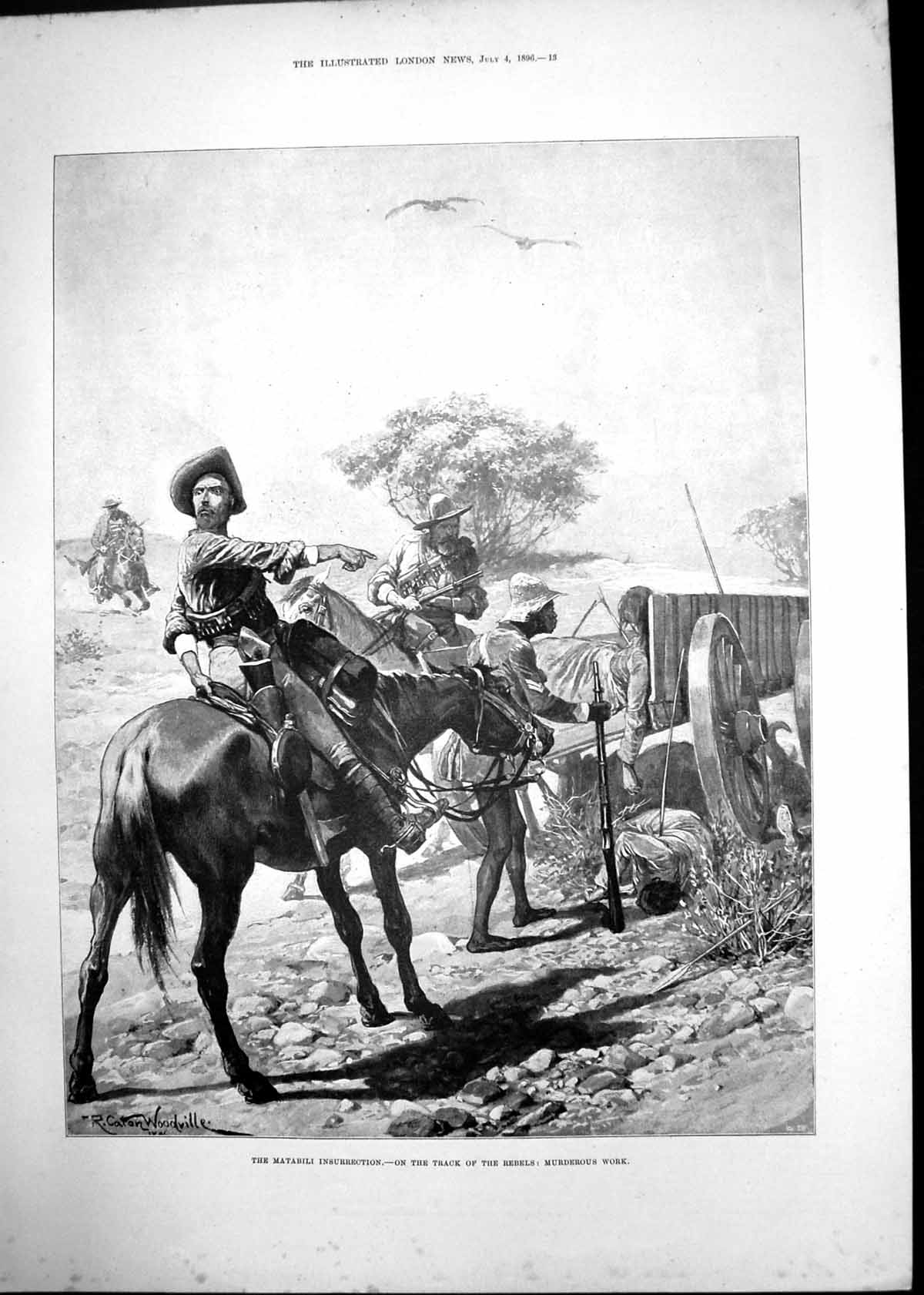 Antique Print Matabilii Insurrection Massachusetts Artillery Co London 1896
