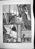 Antique Old Print Yachting Sketches Monster Christening San Jose Chile 1889