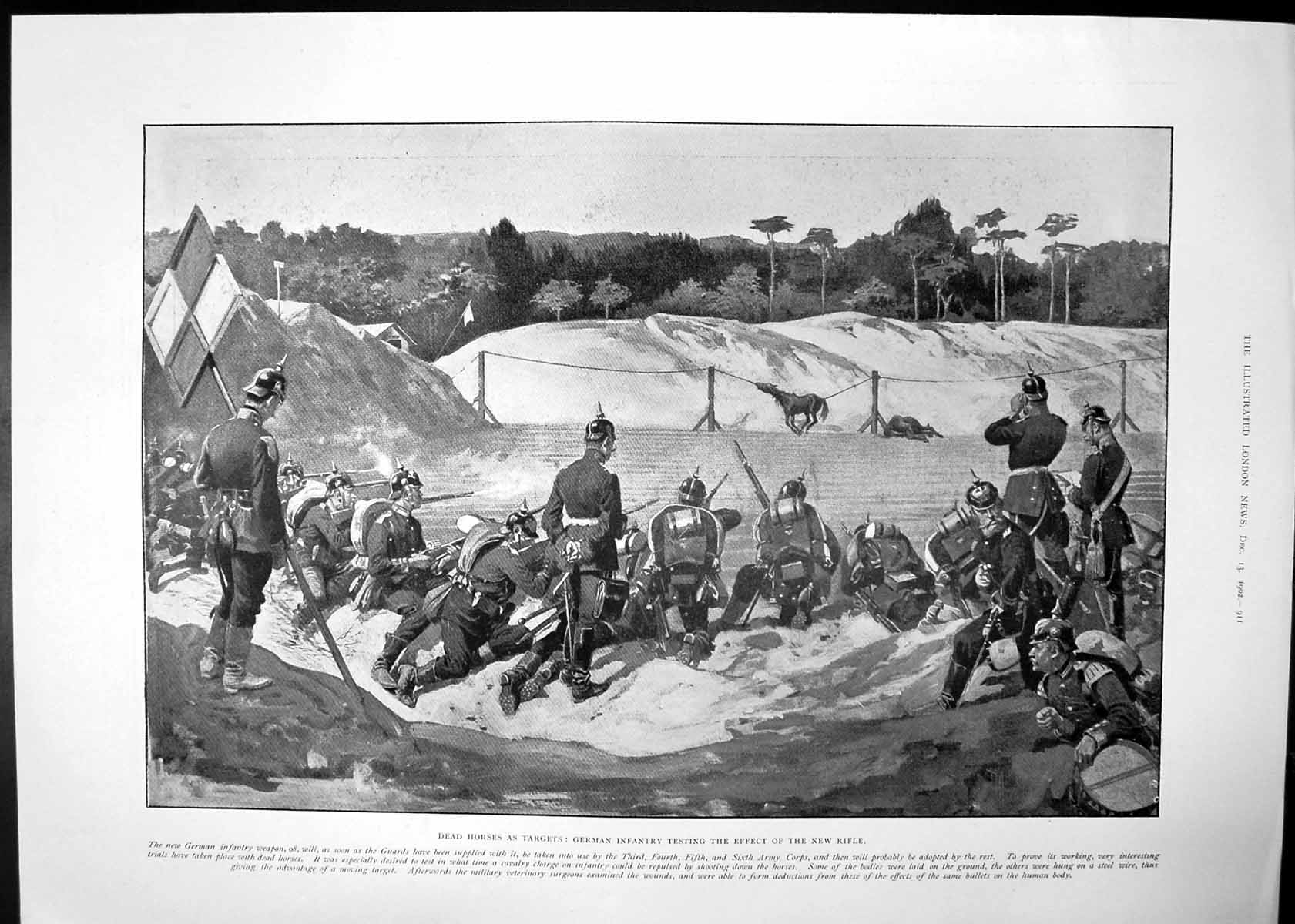 Antique Old Print German Infantry Testing Rifles Pretender Sister Louisa 1902