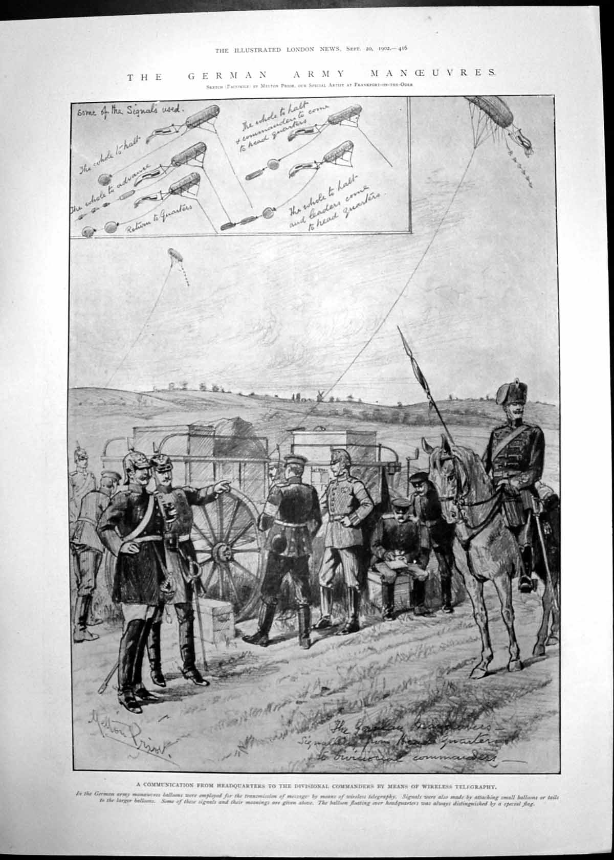 Antique Old Print German Army Manoeuvres Boer Generals Holland Delarey 1902