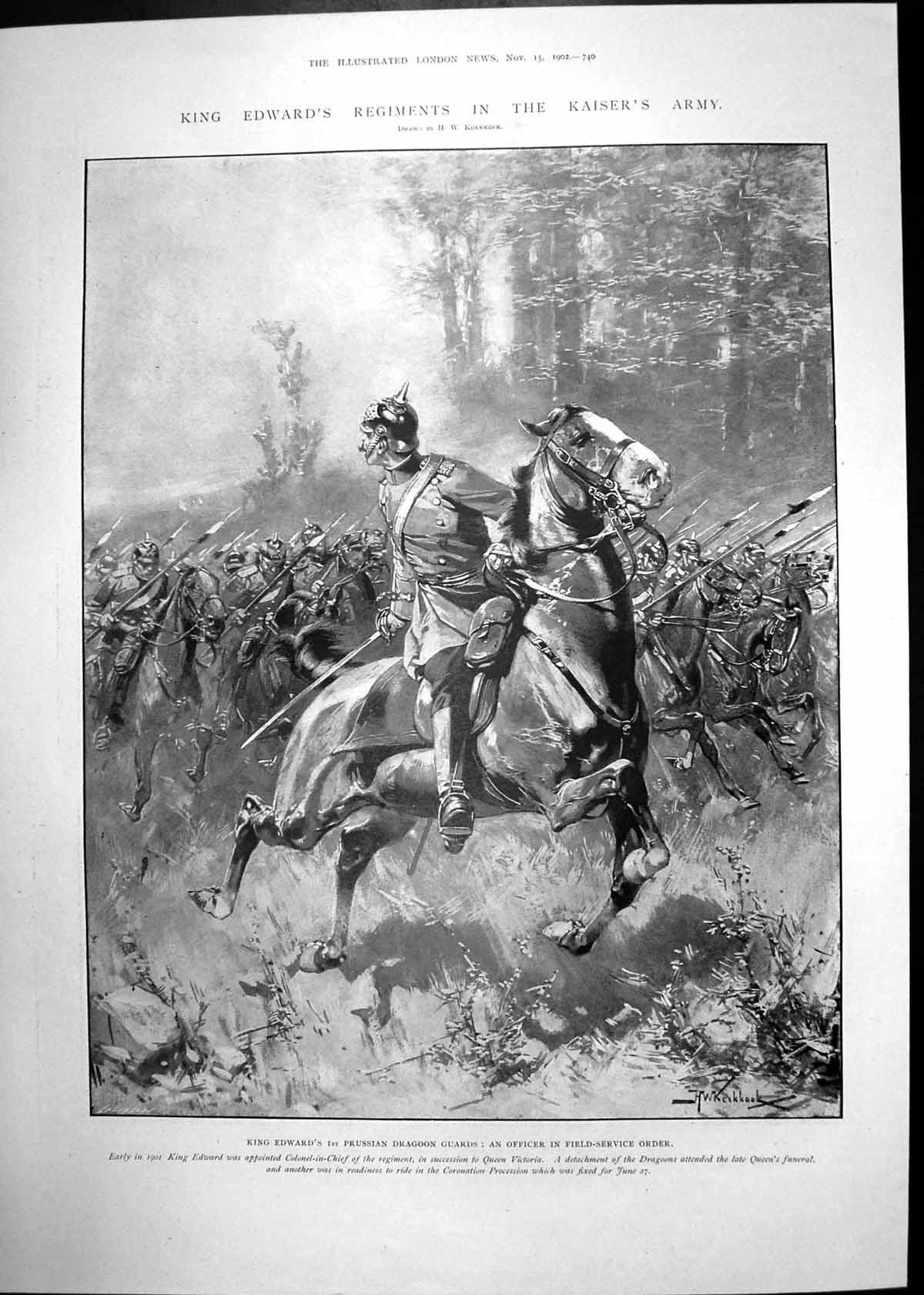 Old Print King Edwards Regiments Kaisers Army Sale Pictures Goodall 1902 20th