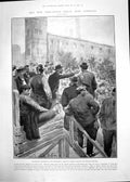 Antique Old Print Men Threatened Berlin Darkness Sports Prisoner Vatican 1905