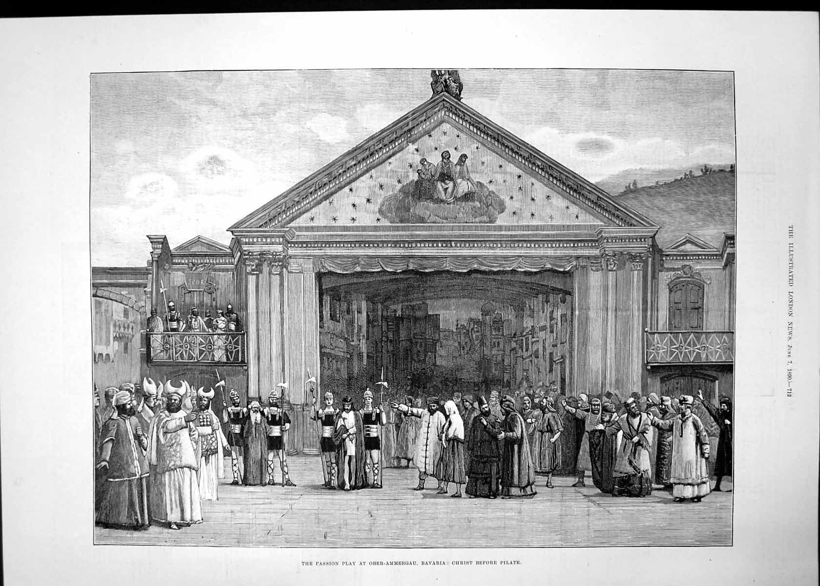 Antique Old Print Passion Play Ober Ammergau Bavaria Christ John Judas 1890