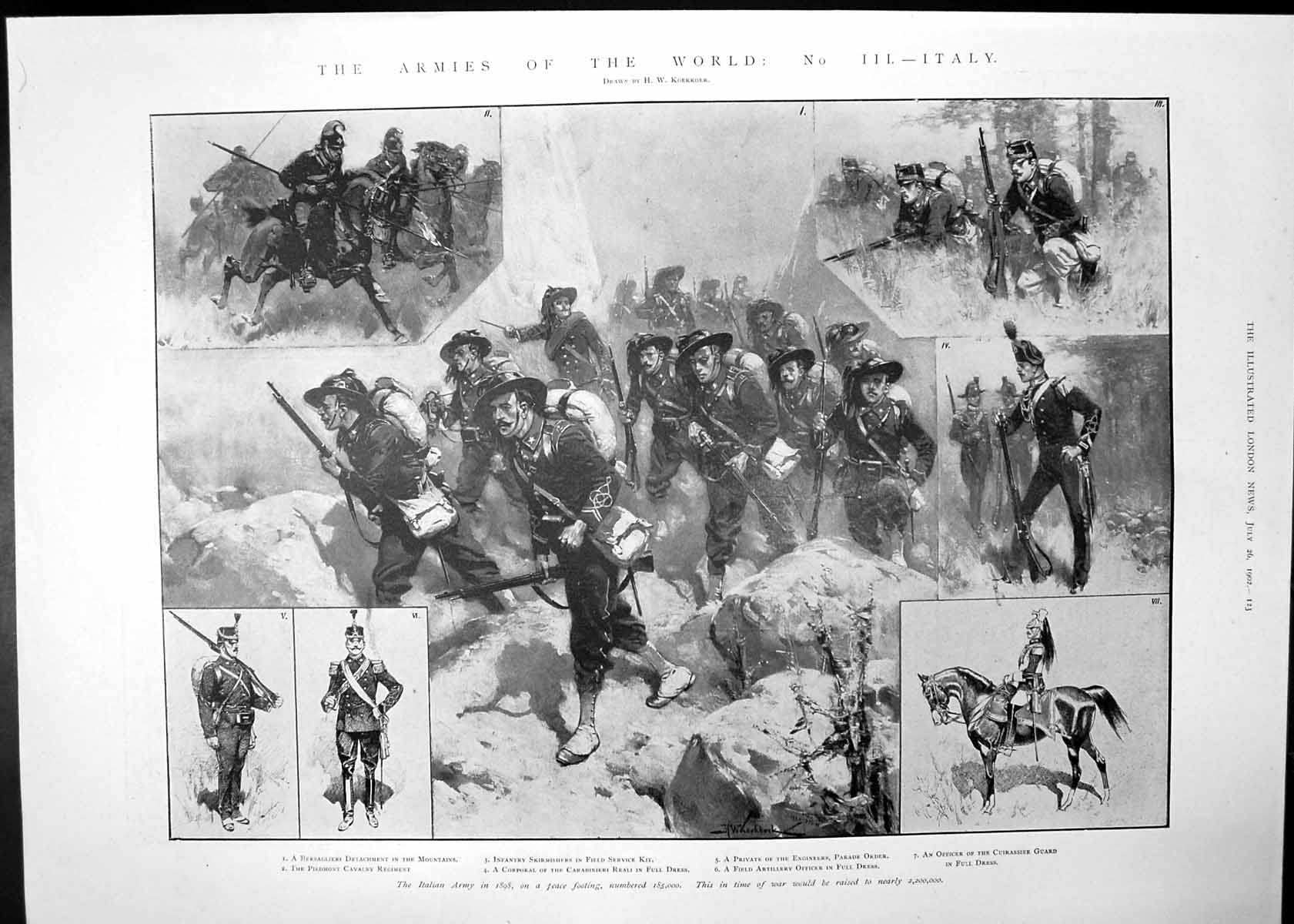Original Old Antique Print Italian Army Fastest est Locomotive World 1902 20th