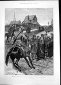 Original Old Antique Print Famine Russia Cossack Patrol Venice In London 1892