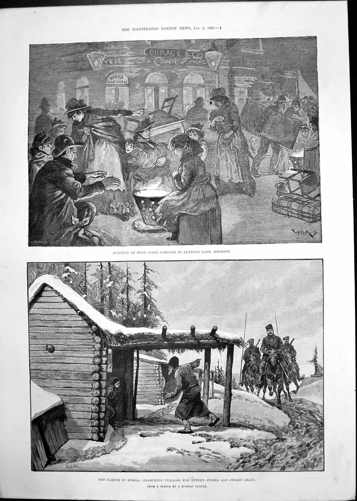 Old Print Sir Thomas Chambers Qc Famine Russia Eviction Irish Holborn1892 19th