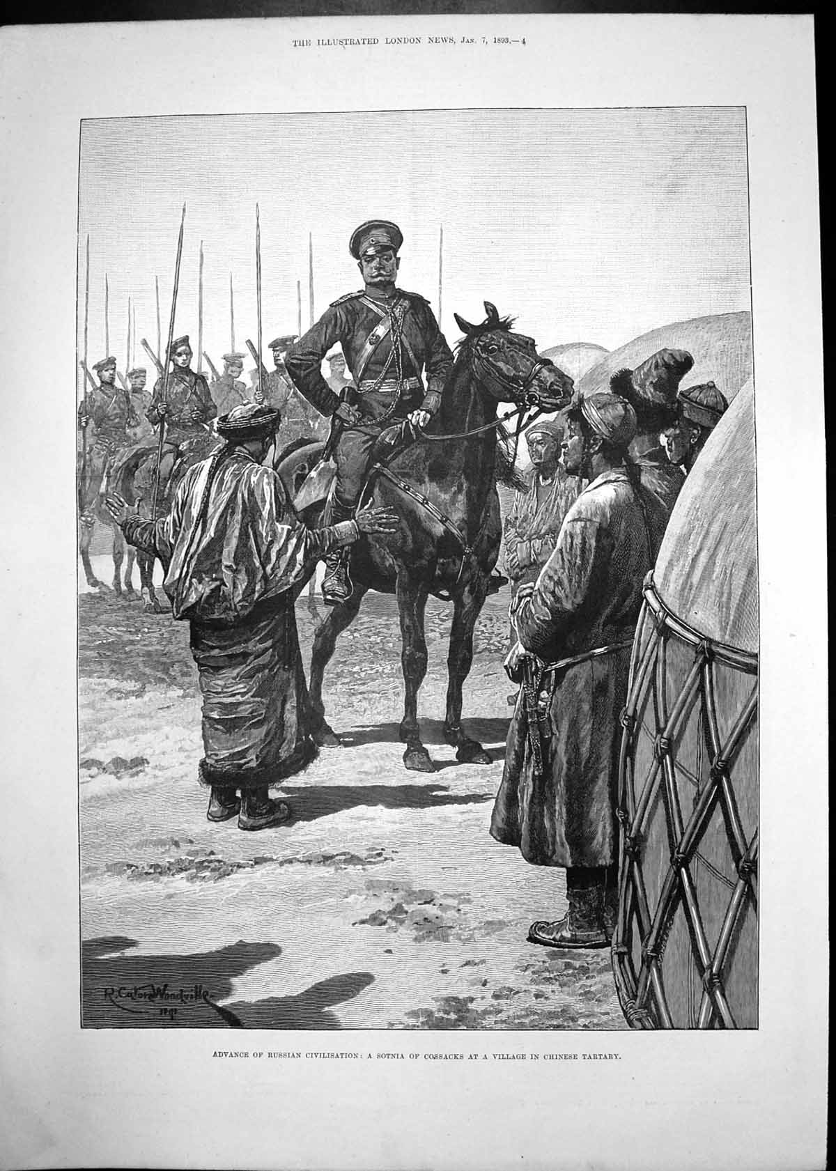 Antique Print E Burne-Jones Ara Advance Russian Civilisation Cossacks 1893 19th