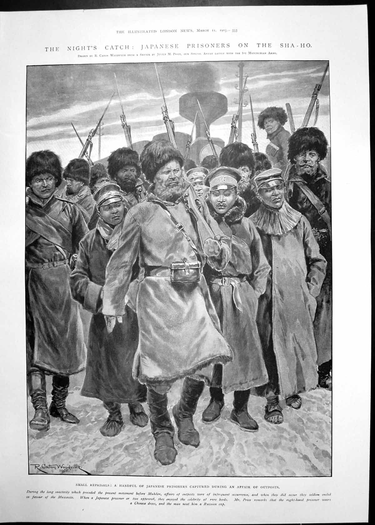 Antique Old Print Japanese Prisoners On Sha-Ho Earl Selborne Earl Cawdor 1905