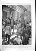 Antique Old Print Peasants Attack Russian Country House Vauxhall Bridge 1905