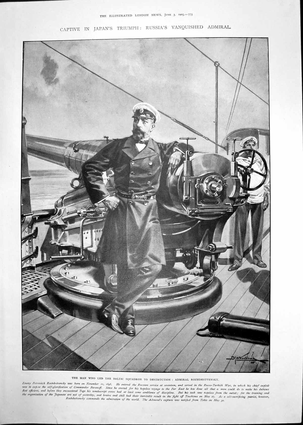 Old Antique Print Admiral Rozhdestvensky Russia Bread From Pompeii 1905 20th