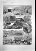 Antique Old Print Sketches Siberia Lorillard Brick Works Wharf Factory 1890