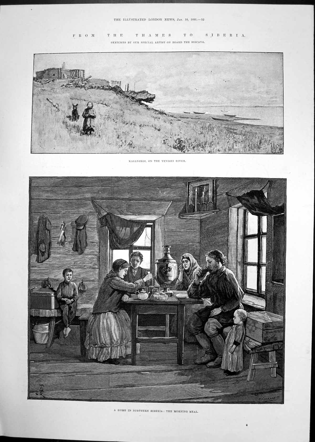 Old Antique Print Thames To Siberia Kasanskoi House Russian Trader 1891 19th