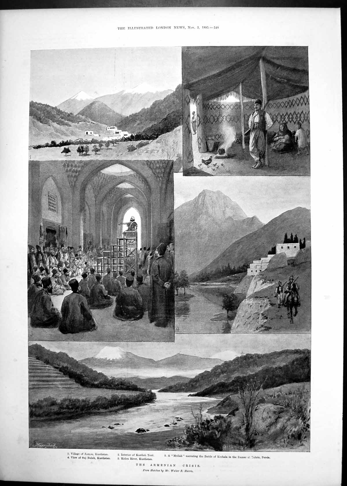 Antique Old Print Armenian Crisis Kurdistan British Expedition Coomassie 1895