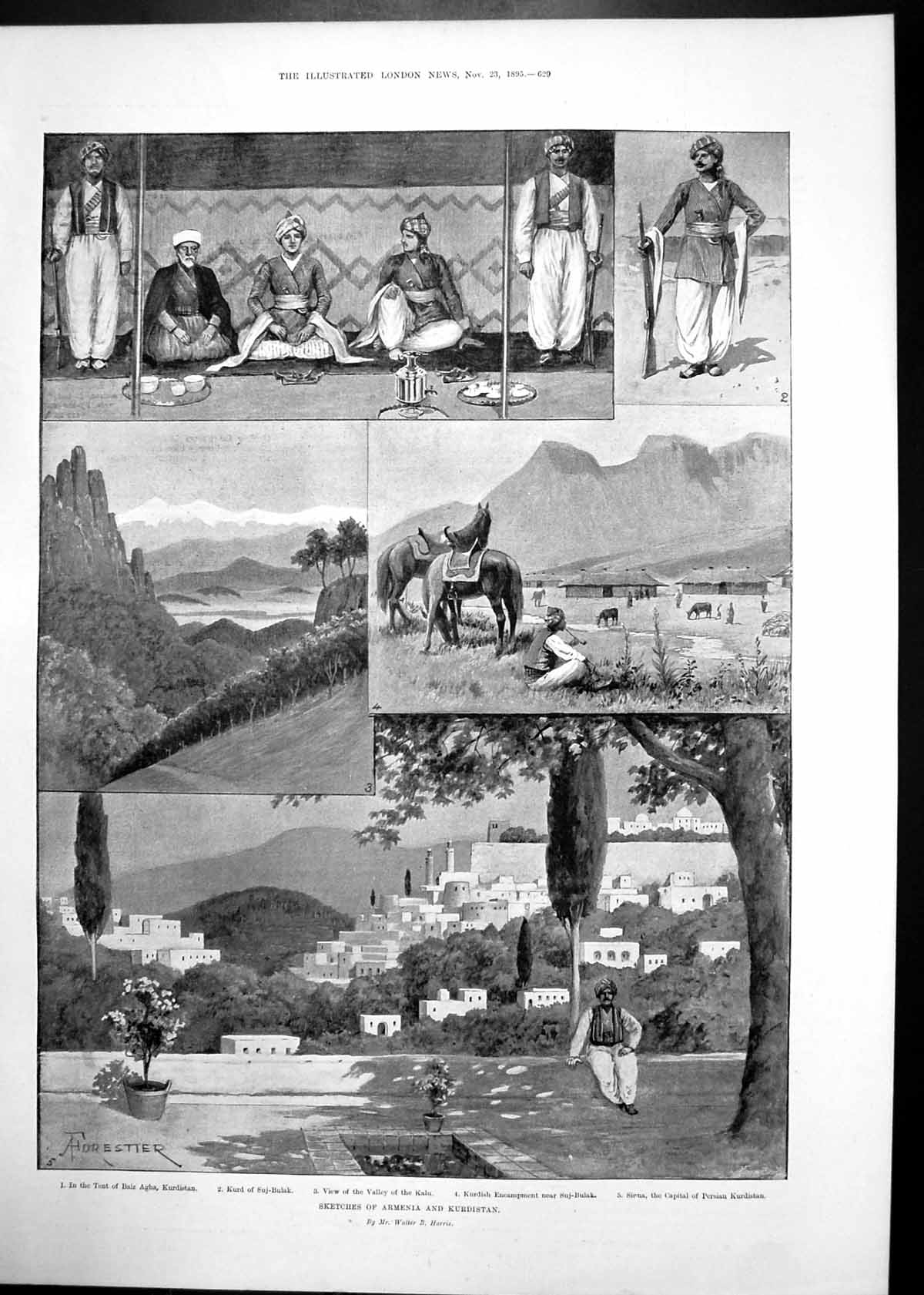 Antique Old Print Sketches Armenia Kurdistan Jubilee Actress Mrs Keeley 1895