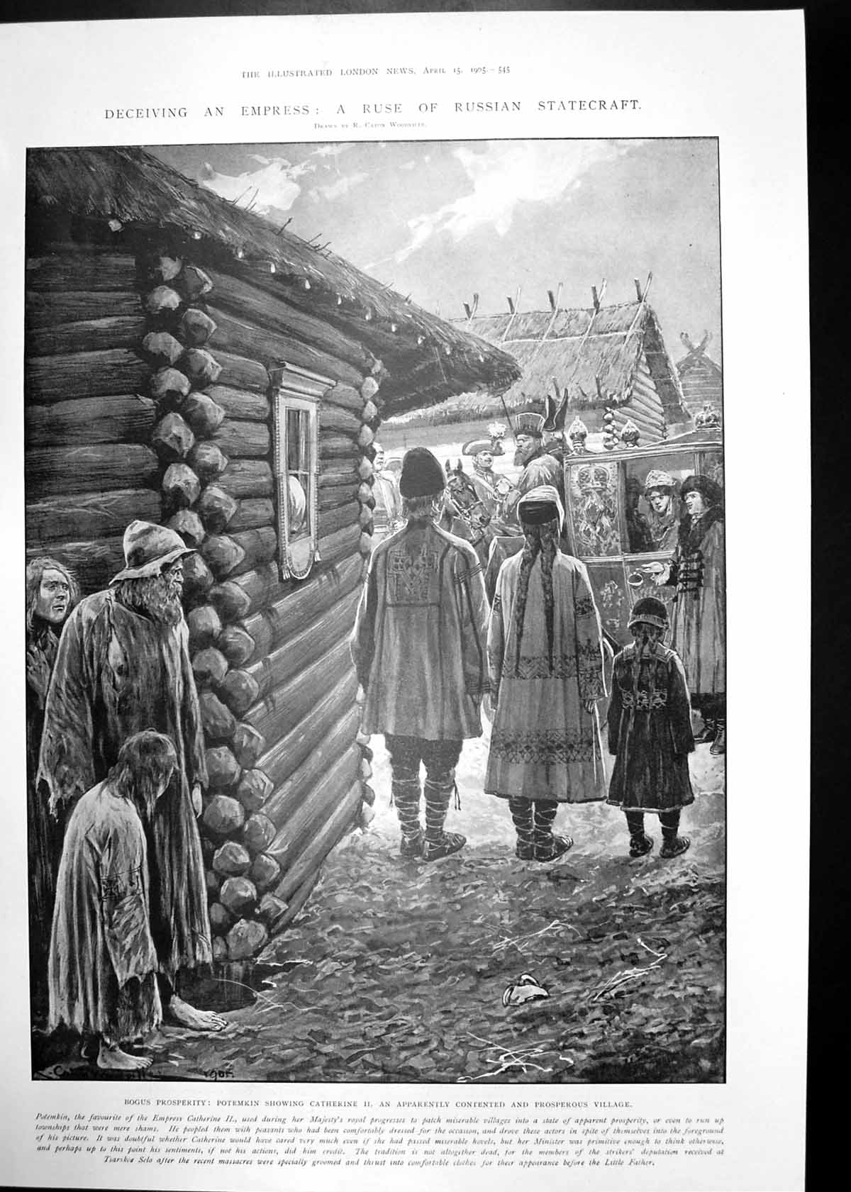 Old Antique Print Potemkin Russian Empress Seismographs Isle Wight 1905 20th