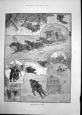 Antique Print Winter Sketches Nova Scotia Entertainment Dock Labourers1889 19th