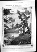 Original Old Antique Print Hunters Canada Moose Passion Play Oberammergau 1910