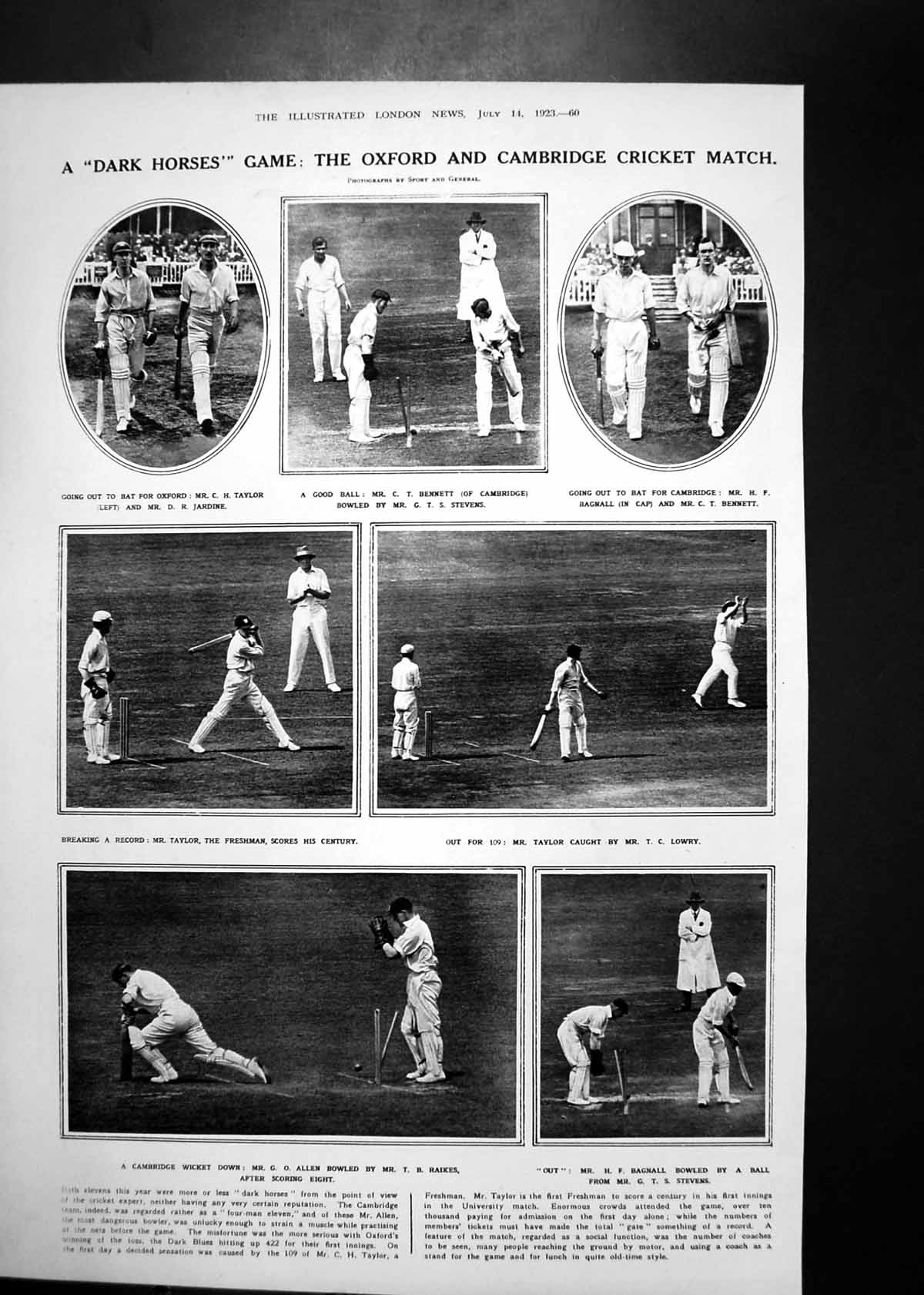 Antique Print Oxford Cambridge Cricket Match Discoveries Qua -El-Kebir 1923