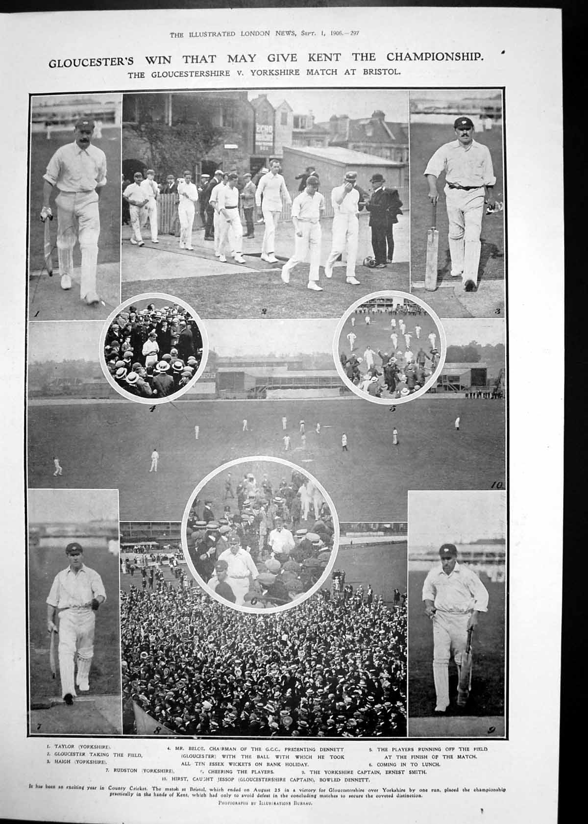 Antique Print Roman Finds Newstead Cricket Glouchester V York Bristol 1906 20th
