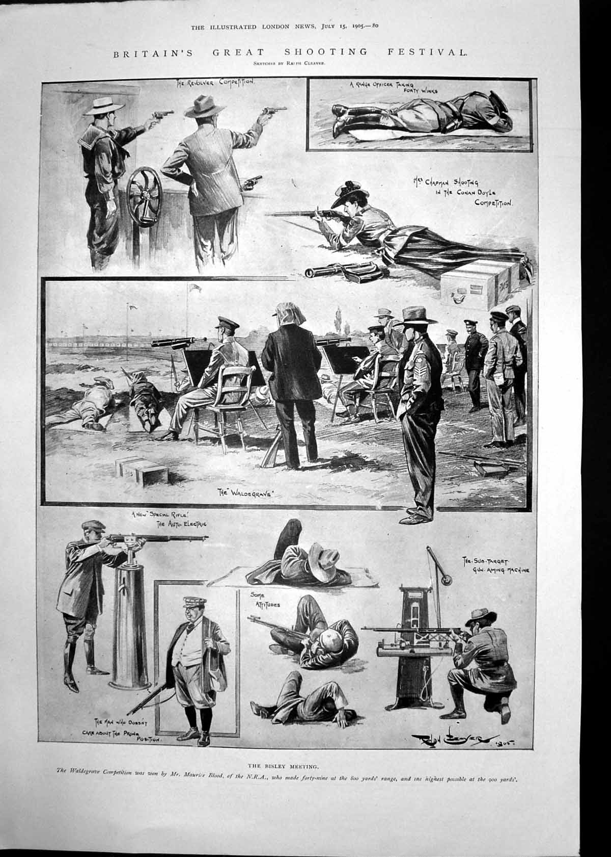 Antique Print Bisley Shooting Festival Queen Fete Children Bot Gardens 1905