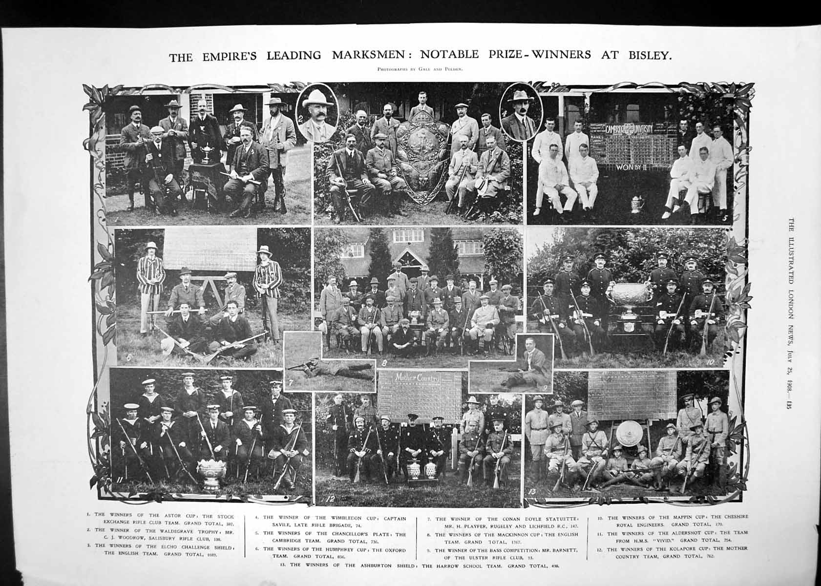 Antique Old Print Marksmen Winners Bisley Automatic Telephone Exchange 1908