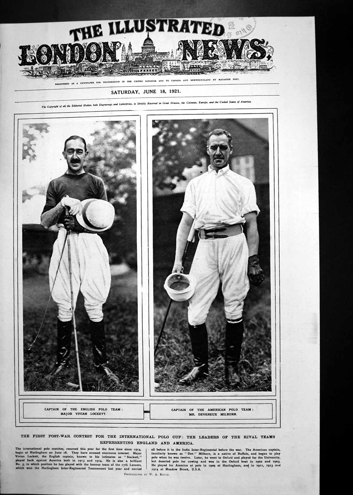 Antique Print Leaders International Polo Cup PrEinstein Kings College 1921 20th