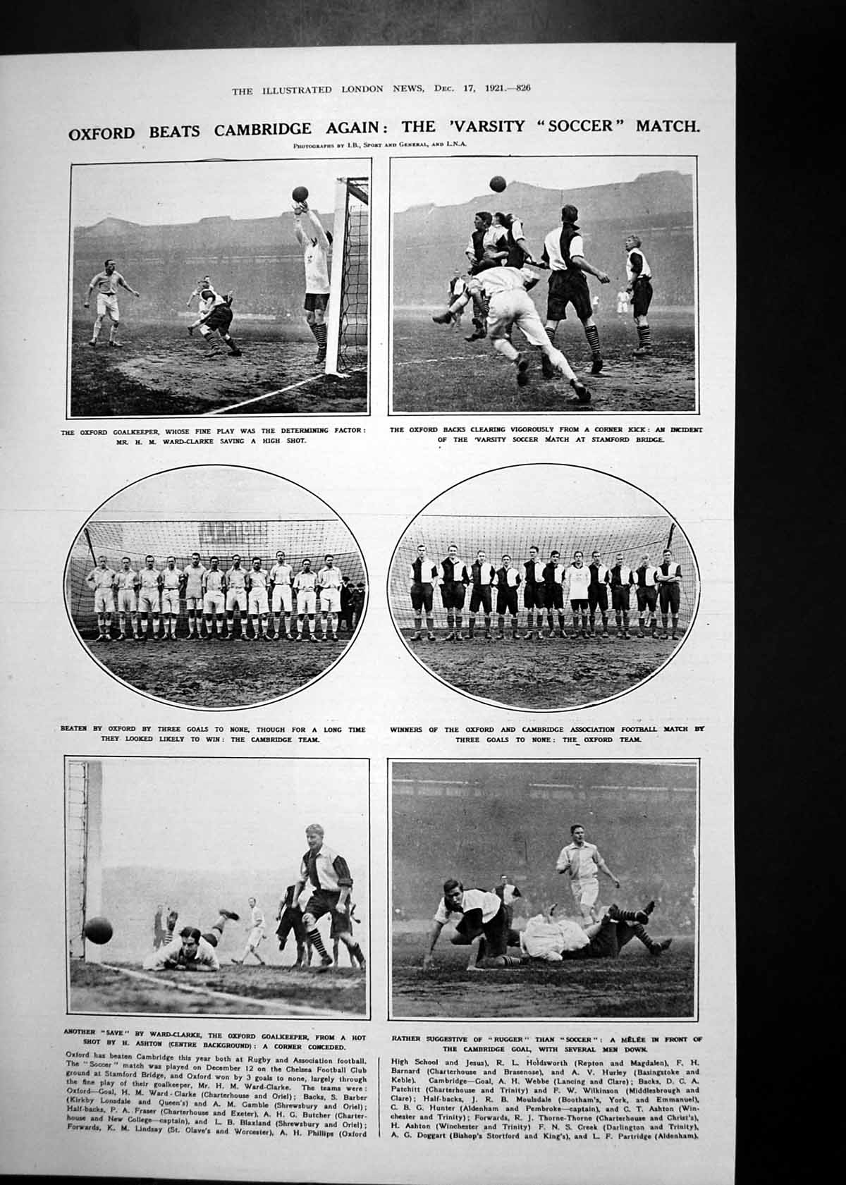 Antique Print Oxford Cambridge Soccer Match Funeral Sir Arthur Pearson1921 20th