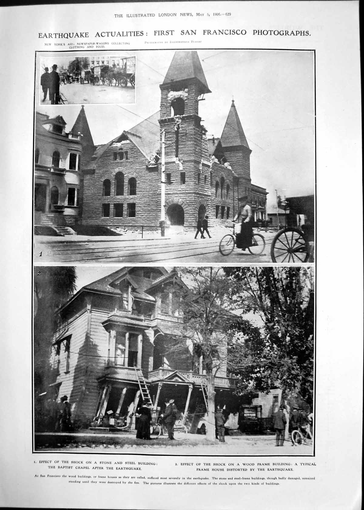 Old Antique Print Earthquake San Francisco Channel Disaster Courier 1906 20th