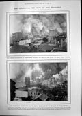 Antique Old Print Fire Ruins San Francisco Earthquake Homeless Citizens 1906