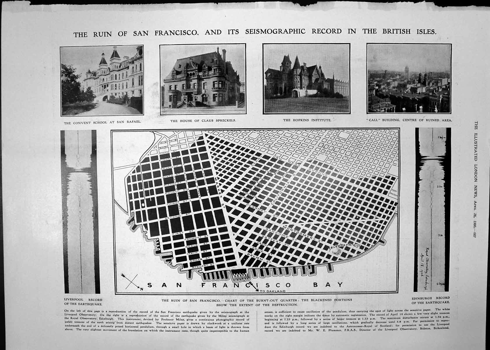 Antique Print Ruin San Francisco Seismographic Eshowe Operations Base 1906 20th