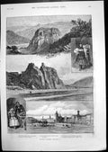 Antique Print Sketches Bohemia Naval Tryons Ships H.M.S.Northumberland 1889