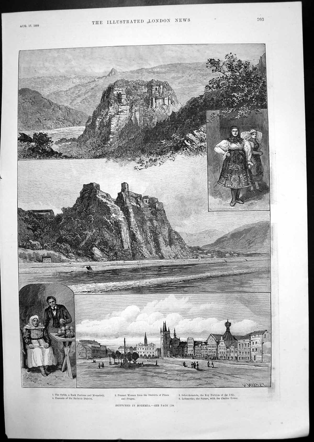 Antique Print Sketches Bohemia Naval Tryons Ships H.M.S.Northumberland 1889