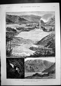 Old Print Iron Gates Danube Horse Racing Accra Colon Central America 1890 19th