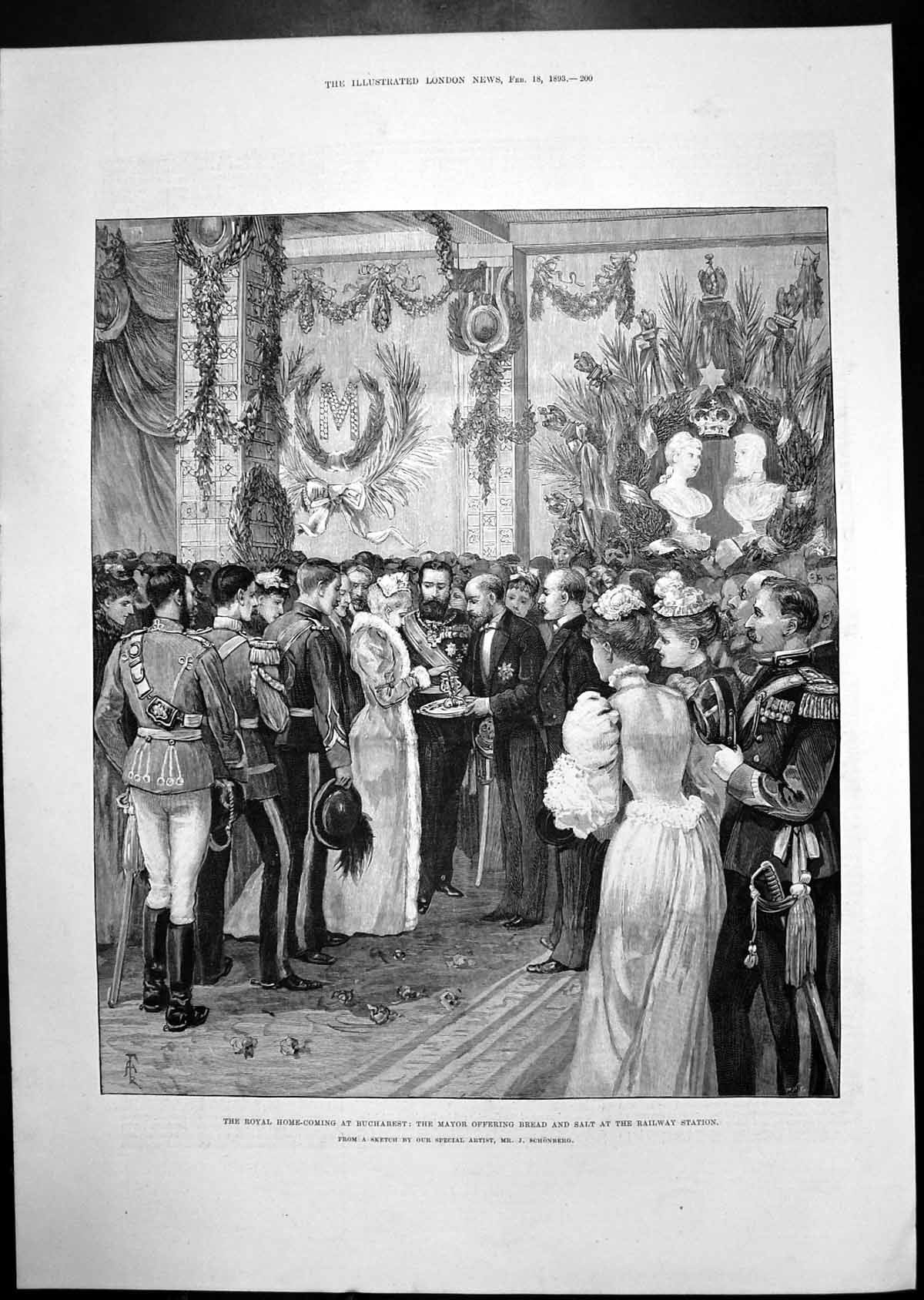 Old Print Royal Home-Coming Bucharest Mayor M. Ferdinand De Lesseps 1893 19th