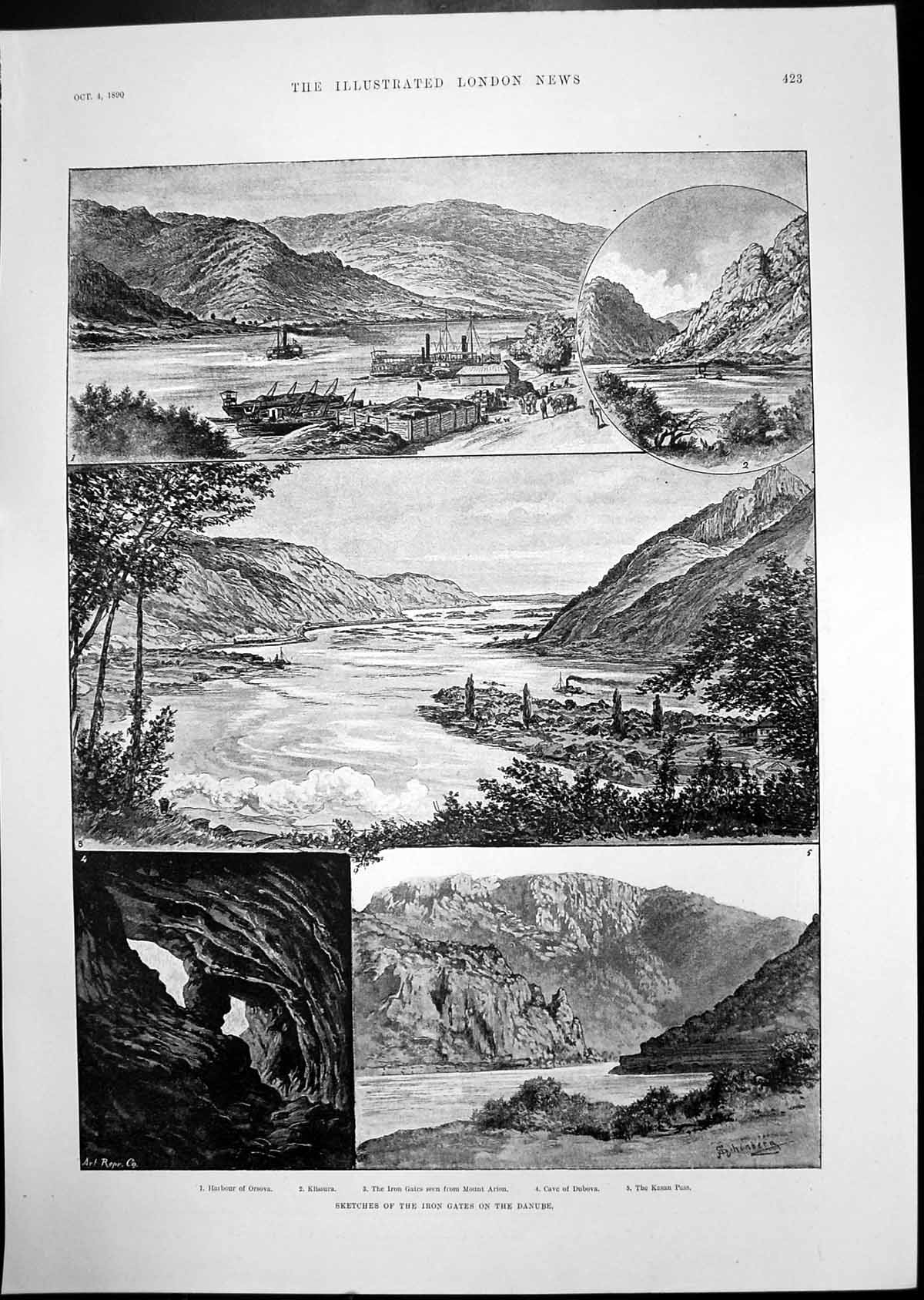 Old Danube Sketches Iron Gates Horse Racing Accra Colon C. America 18 Victorian