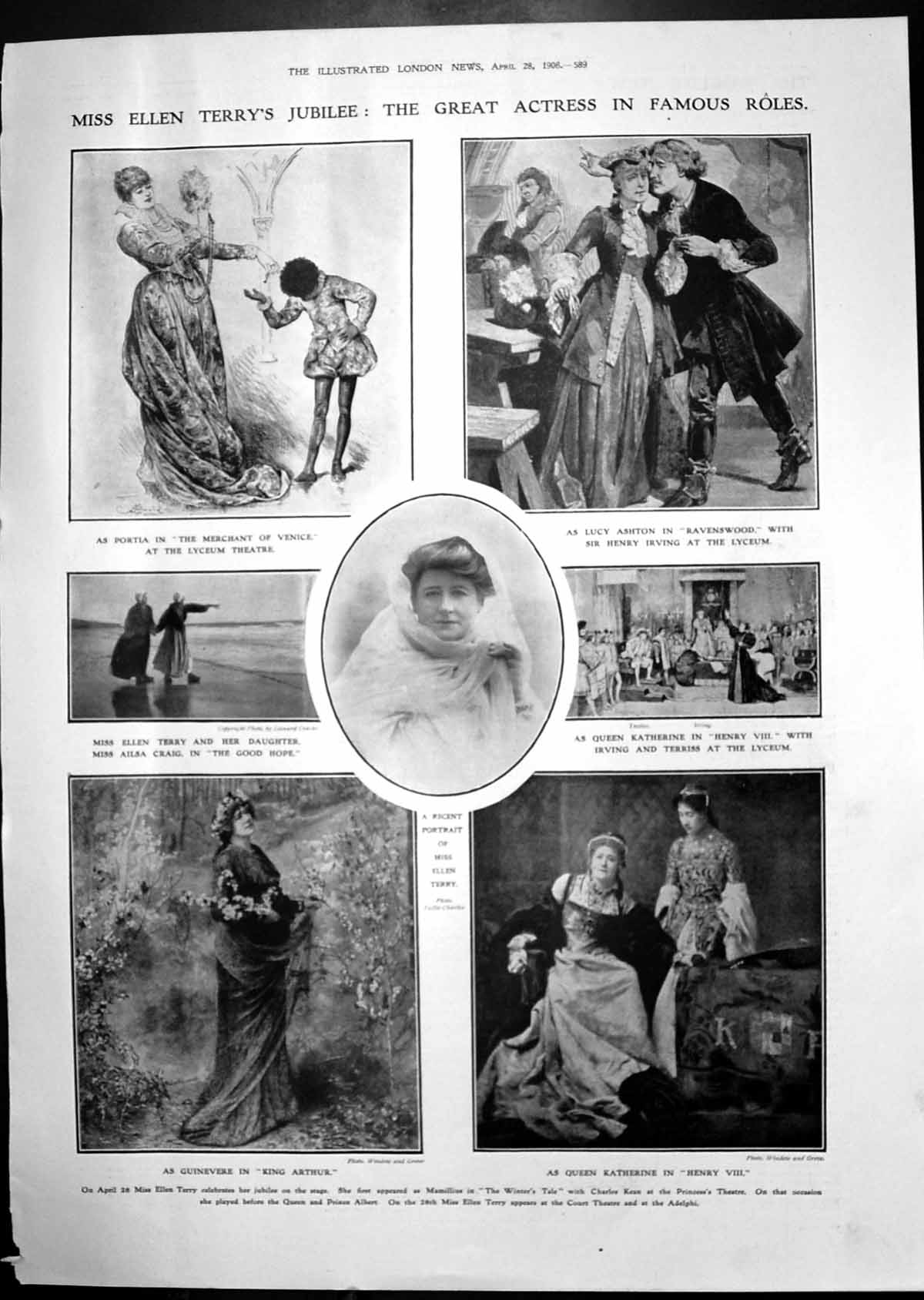 Old Ellen Terry Jubilee Actress Famous Roles Millet'S Man With Hoe 19 20th