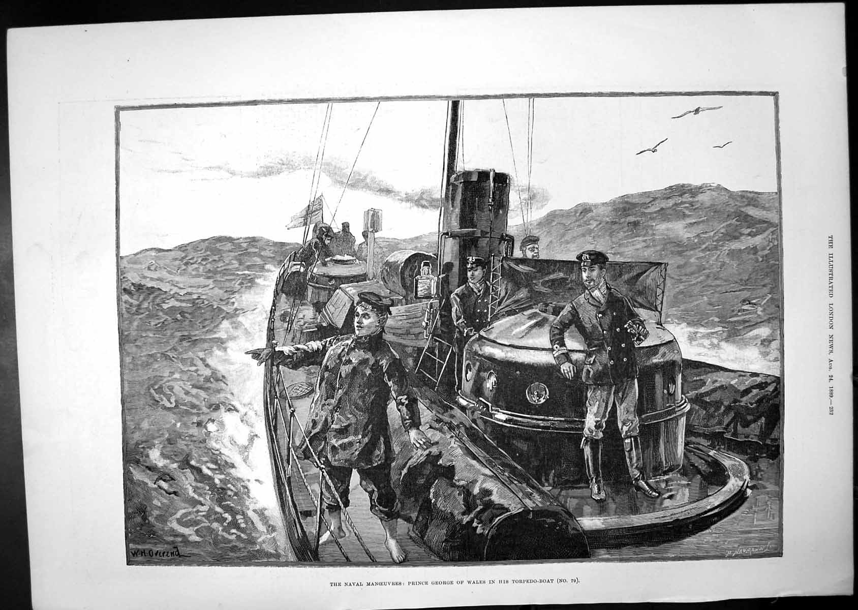 Antique Old Print Prince George Wales Torpedo Boat Insurrection In Crete 1889