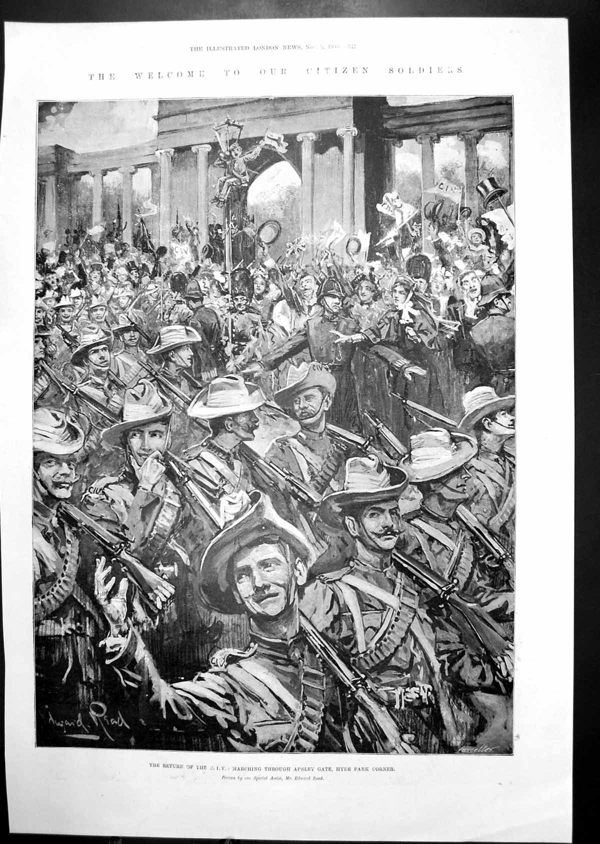 Antique Print Return C.I.V. Siers Hyde Park Corner Trafalgar Square Strand